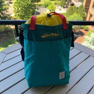 Topo Design Cinch Bag // Teal + Yellow